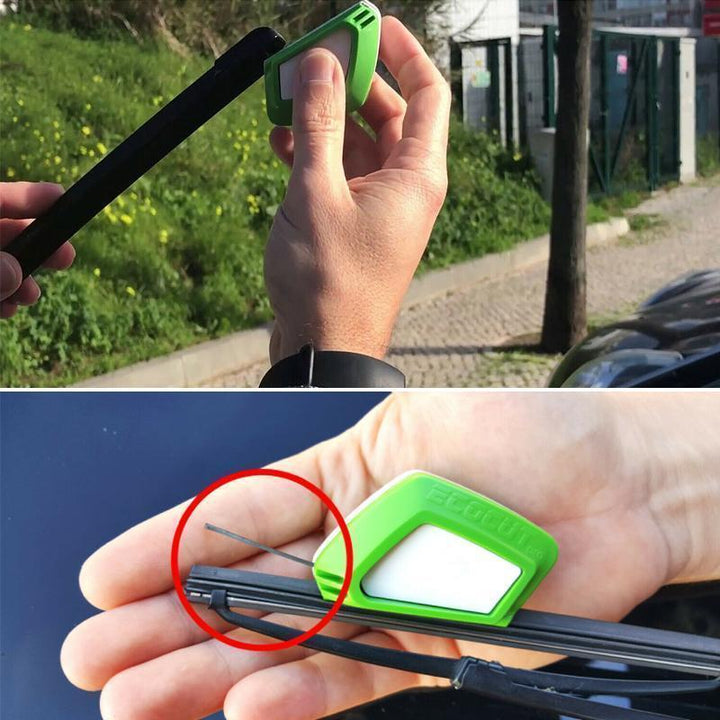 "Gröngul torkarbladsskärare i ABS-plast, kompakt med modern design för snabb och effektiv skärning av torkarblad."