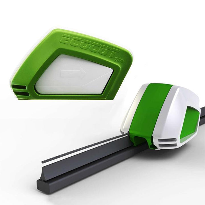 "Gröngul torkarbladsskärare i ABS-plast, kompakt med modern design för snabb och effektiv skärning av torkarblad."