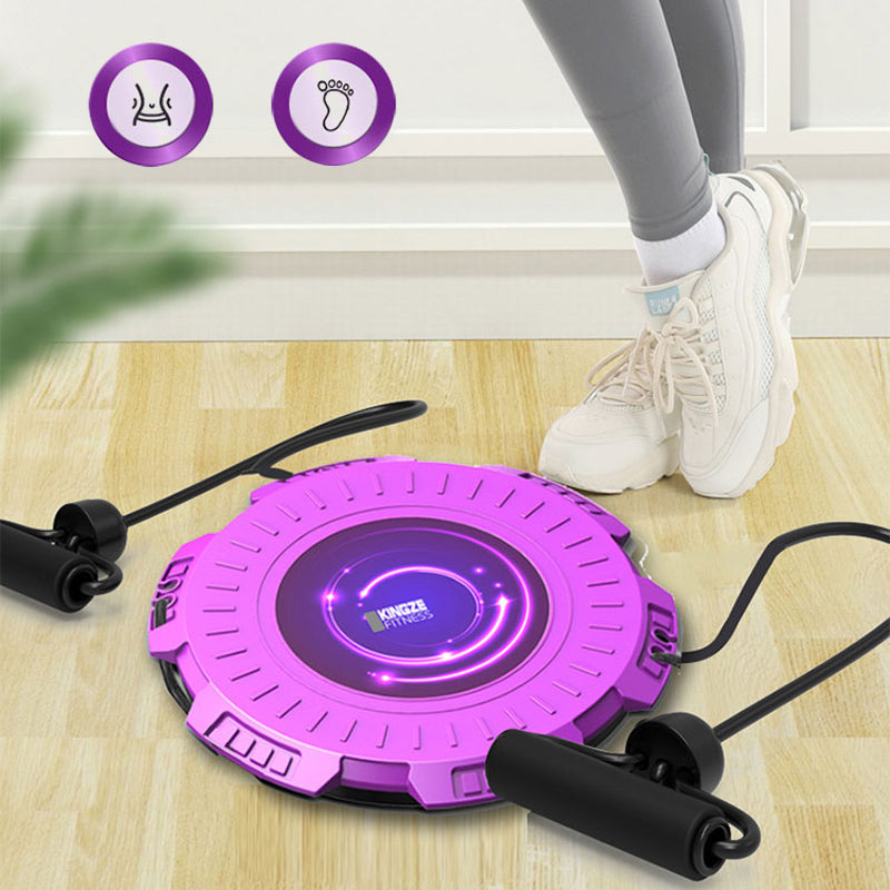Grön/lila massage midja vridbräda med dragrep för träning, stabil och halkfri, diameter 28 cm, för fitness och hälsa.