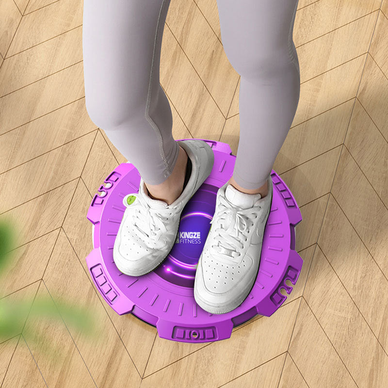 Grön/lila massage midja vridbräda med dragrep för träning, stabil och halkfri, diameter 28 cm, för fitness och hälsa.