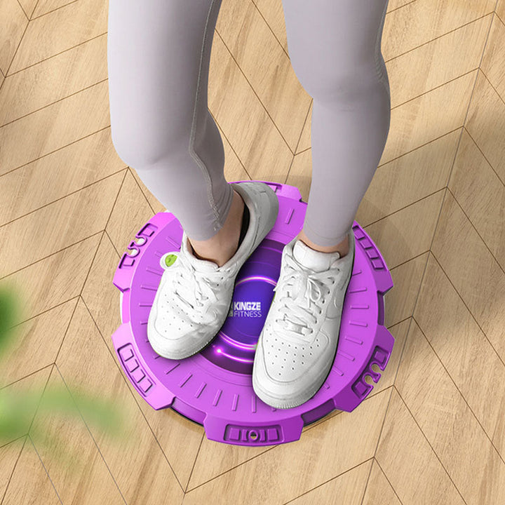 Grön/lila massage midja vridbräda med dragrep för träning, stabil och halkfri, diameter 28 cm, för fitness och hälsa.