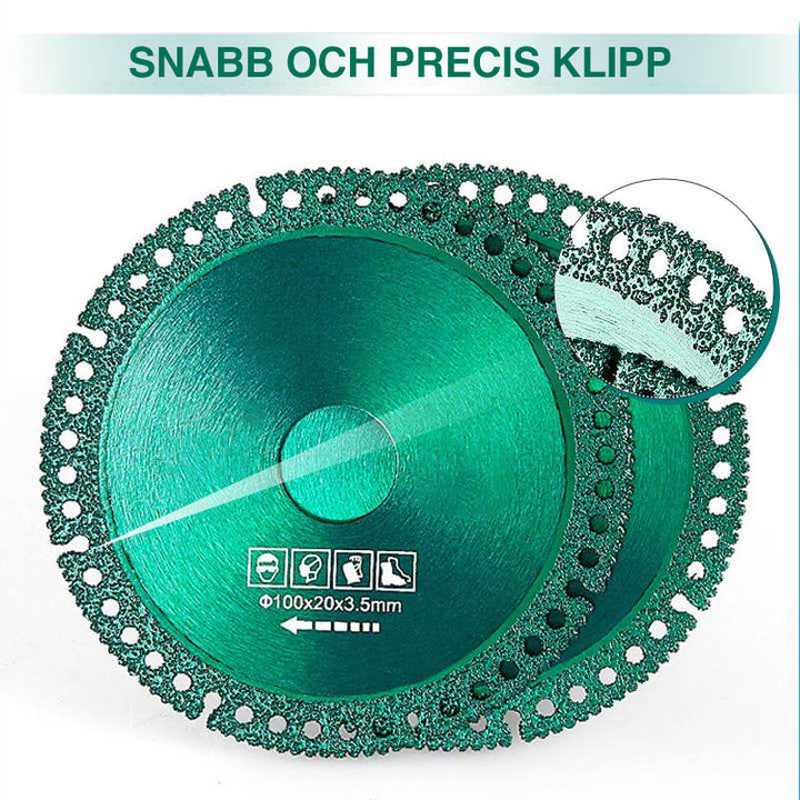 "Grönt diamantskärblad för verktyg, 100 mm, 2 mm tjockt, för precisionsskärning av kakel och marmor, multifunktionellt."