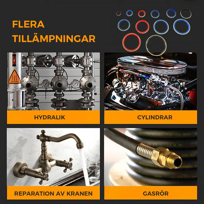 "Gummitätning för oljeläckage och vattenläckage, olika storlekar, svart gummi i plastlåda, för hem och bilunderhåll."