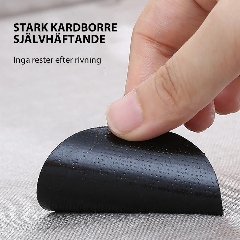 "Halkfria krokar och öglor, PVC, svart/vit för säkert fäste av mattor, stilren design, interiörsäkerhet."