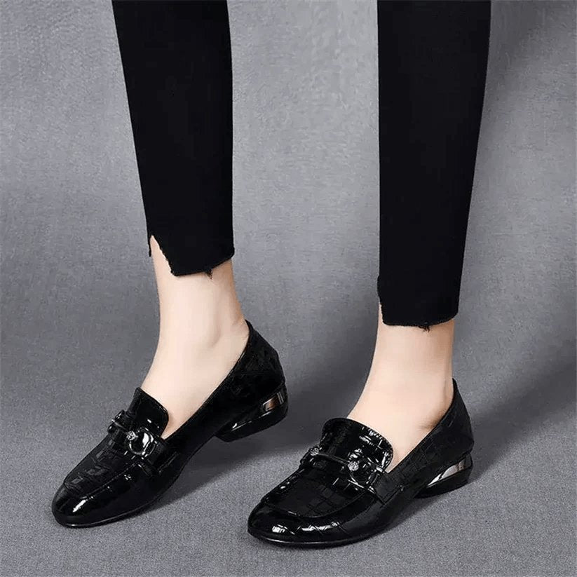 Halkfria läderloafers för kvinnor - Glowseva