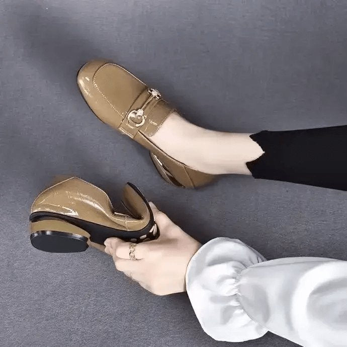 Halkfria läderloafers för kvinnor - Glowseva