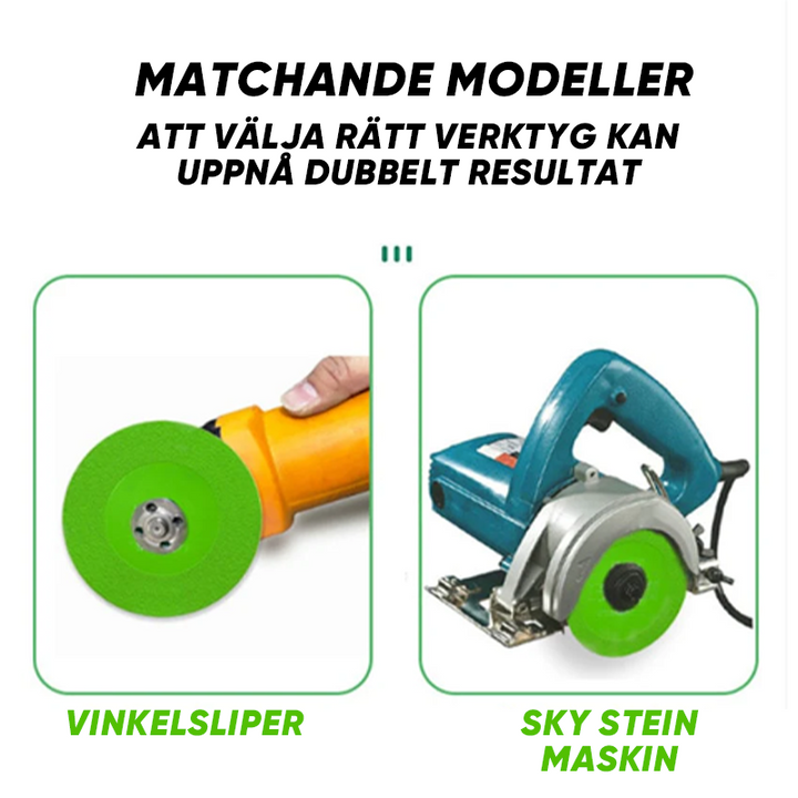 "Hållbar sliprondell med diamantpartiklar för exakt kapning och slipning av hårda stenplattor, marmor och granit."