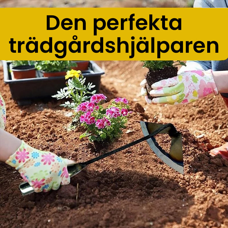 "Hållbar stålskyffel med ihålig design, ideell för grävning och ogräsrensning i trädgården."