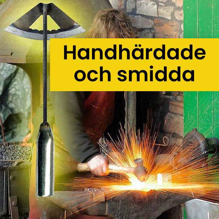 "Hållbar stålskyffel med ihålig design, ideell för grävning och ogräsrensning i trädgården."