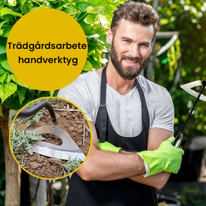 "Hållbar stålskyffel med ihålig design, ideell för grävning och ogräsrensning i trädgården."