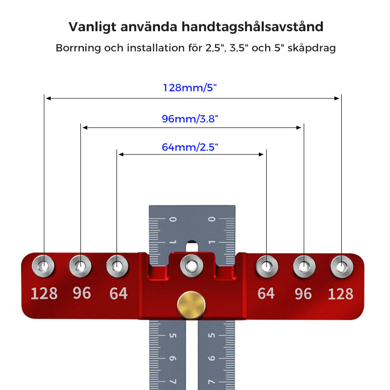 "Hålslagare i aluminiumlegering för lådhandtag, justerbar och robust, perfekt för träbearbetning och exakt håltagning."