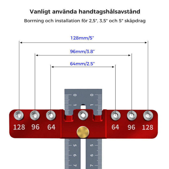 "Hålslagare i aluminiumlegering för lådhandtag, justerbar och robust, perfekt för träbearbetning och exakt håltagning."