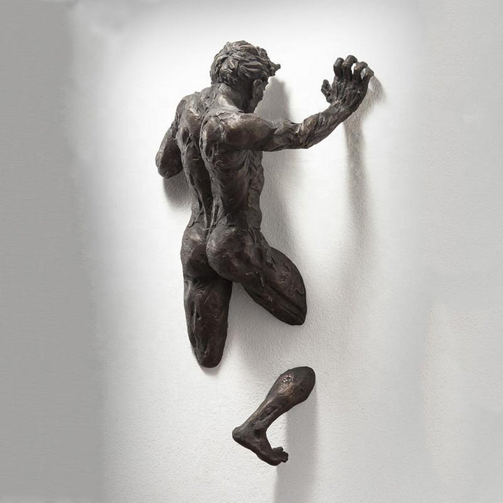 "Handgjord harts väggskulptur, unik form och färg, 20 cm hög, dekorativ konst för hemmet."