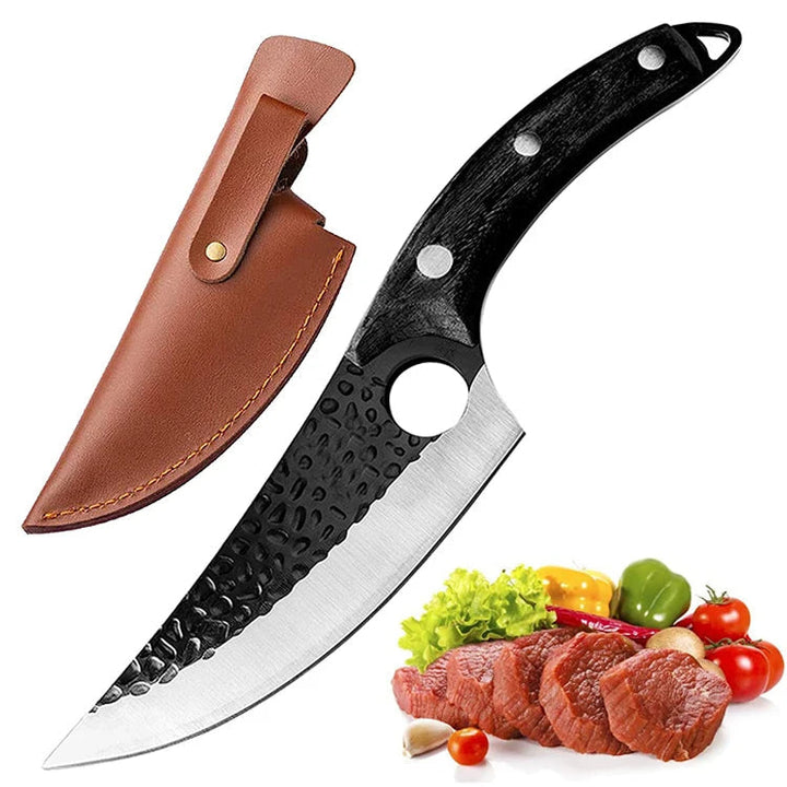 "Handgjord japansk kökkniv med ultraskarpt stålblad och ergonomiskt trähandtag, designad för perfekt skärprecision."