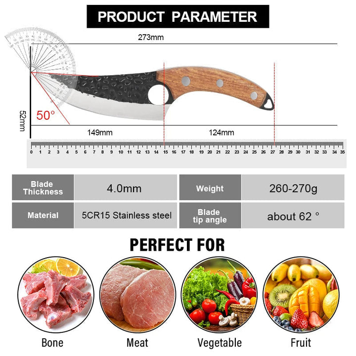 "Handgjord japansk kökkniv med ultraskarpt stålblad och ergonomiskt trähandtag, designad för perfekt skärprecision."