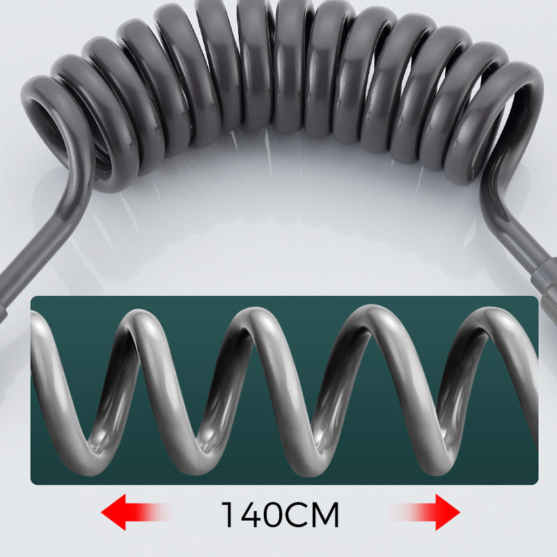 "Handhållen bidéspruta för badrum med dubbelkontroll, elegant design i mässing, justerbart vattenflöde och flexibel slang."