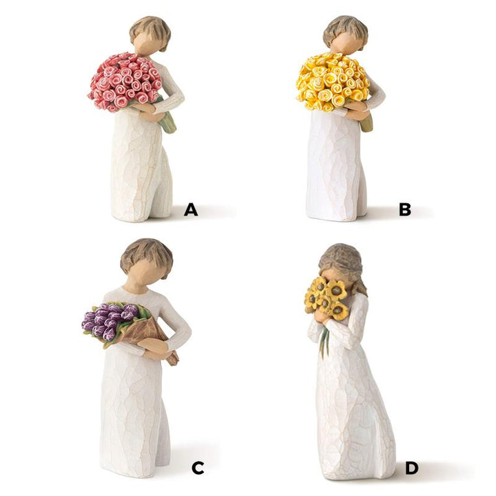 "Handsnidad blomsterdekoration: detaljrika blommor i högkvalitativ harts, perfekt som stilfull inredning eller gåva."