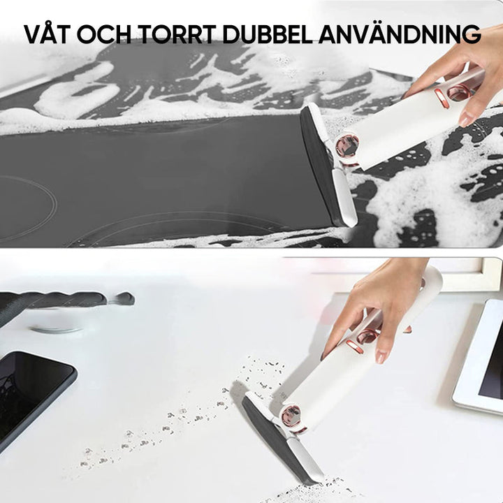 "Handtvättbar vit minimopp med modern vertikal design, mjuk svamp för hög vattenabsorption, perfekt för små ytor."