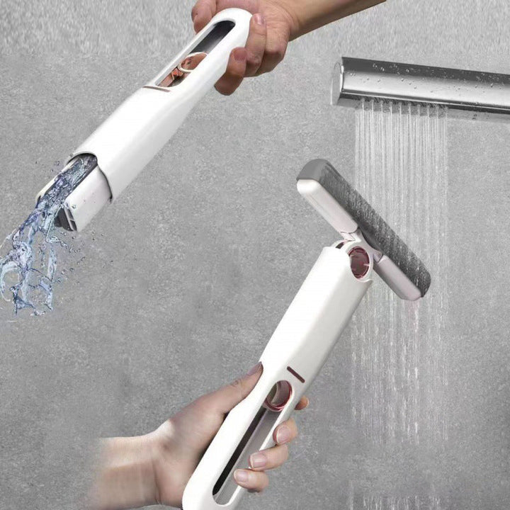 "Handtvättbar vit minimopp med modern vertikal design, mjuk svamp för hög vattenabsorption, perfekt för små ytor."
