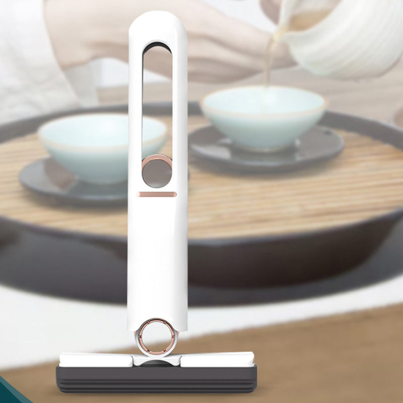 "Handtvättbar vit minimopp med modern vertikal design, mjuk svamp för hög vattenabsorption, perfekt för små ytor."