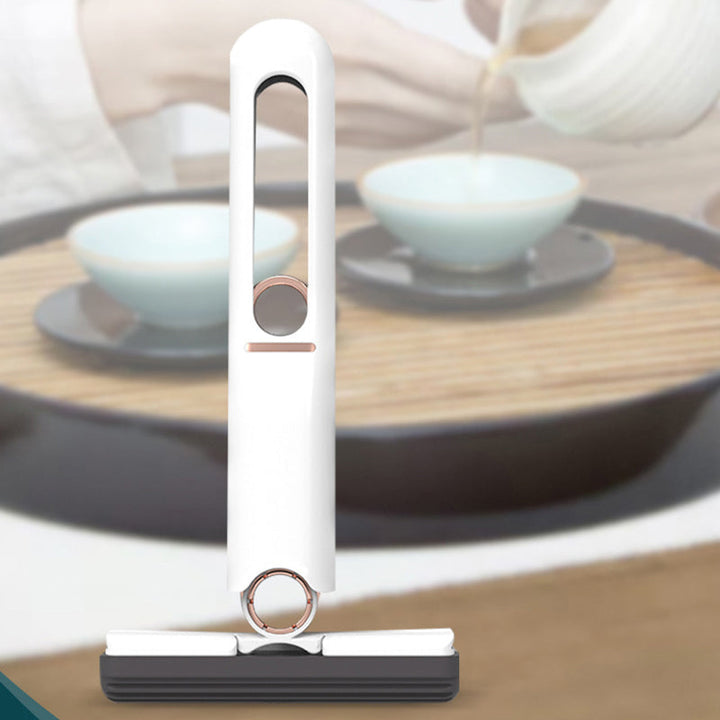 "Handtvättbar vit minimopp med modern vertikal design, mjuk svamp för hög vattenabsorption, perfekt för små ytor."