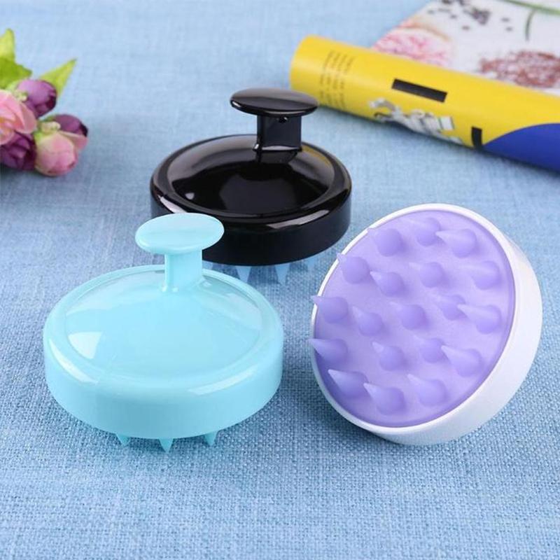 "Hårbottenborste med silikonmassage, blå färg, exfolierar och rengör hårbotten, passande för alla hårtyper."