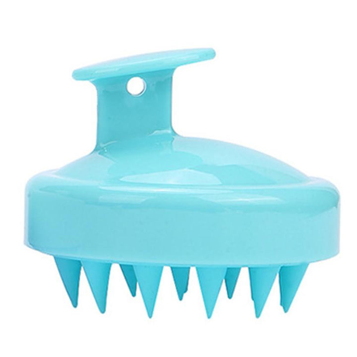 "Hårbottenborste med silikonmassage, blå färg, exfolierar och rengör hårbotten, passande för alla hårtyper."
