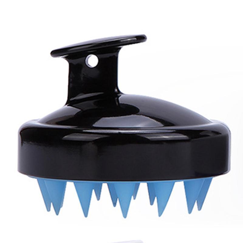 "Hårbottenborste med silikonmassage, blå färg, exfolierar och rengör hårbotten, passande för alla hårtyper."