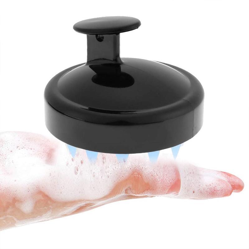 "Hårbottenborste med silikonmassage, blå färg, exfolierar och rengör hårbotten, passande för alla hårtyper."