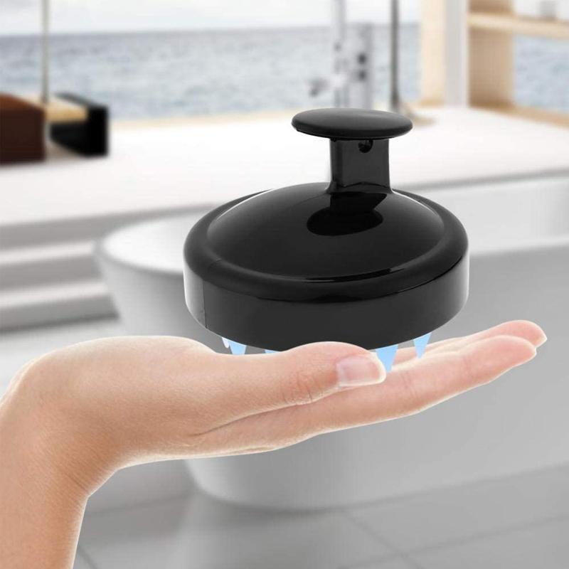 "Hårbottenborste med silikonmassage, blå färg, exfolierar och rengör hårbotten, passande för alla hårtyper."