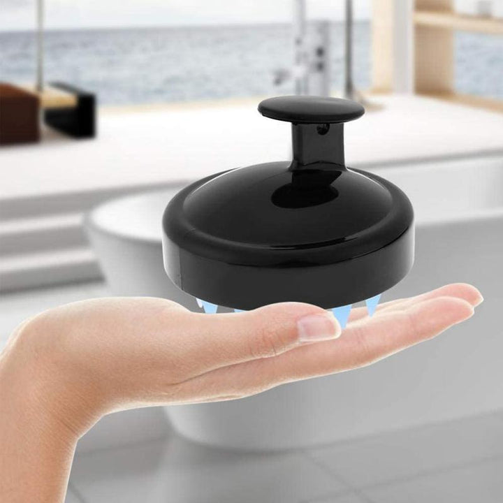 "Hårbottenborste med silikonmassage, blå färg, exfolierar och rengör hårbotten, passande för alla hårtyper."