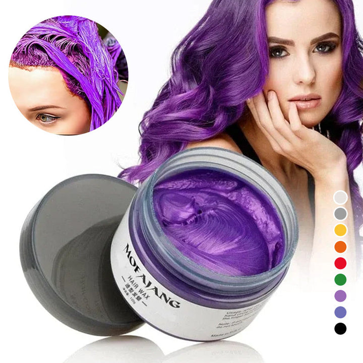 "Hårfärgsvax med livfulla färger för kreativ styling, naturliga ingredienser och enkel applicering hemma."