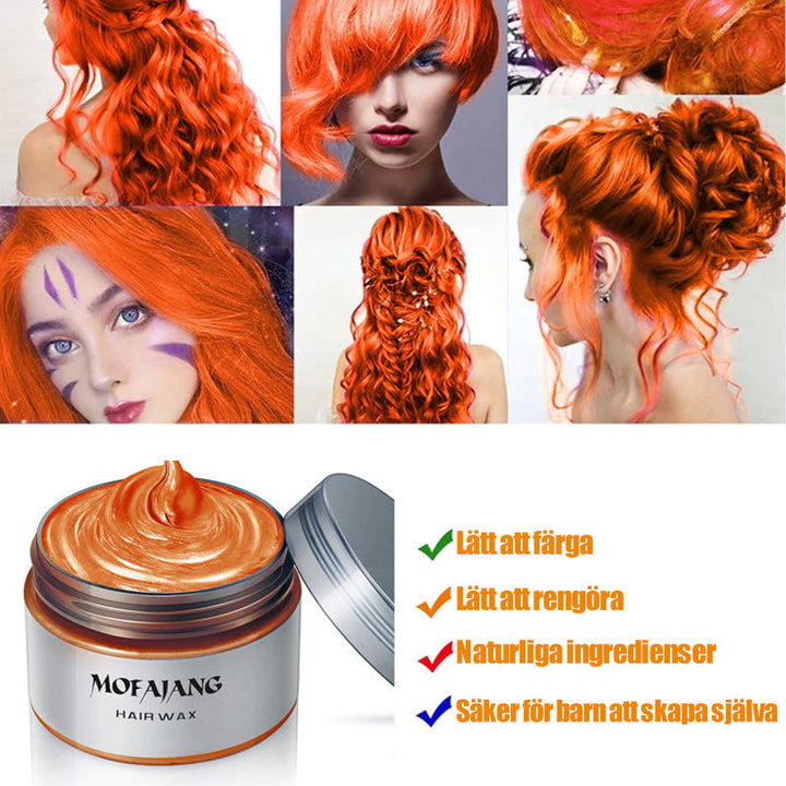"Hårfärgsvax med livfulla färger för kreativ styling, naturliga ingredienser och enkel applicering hemma."