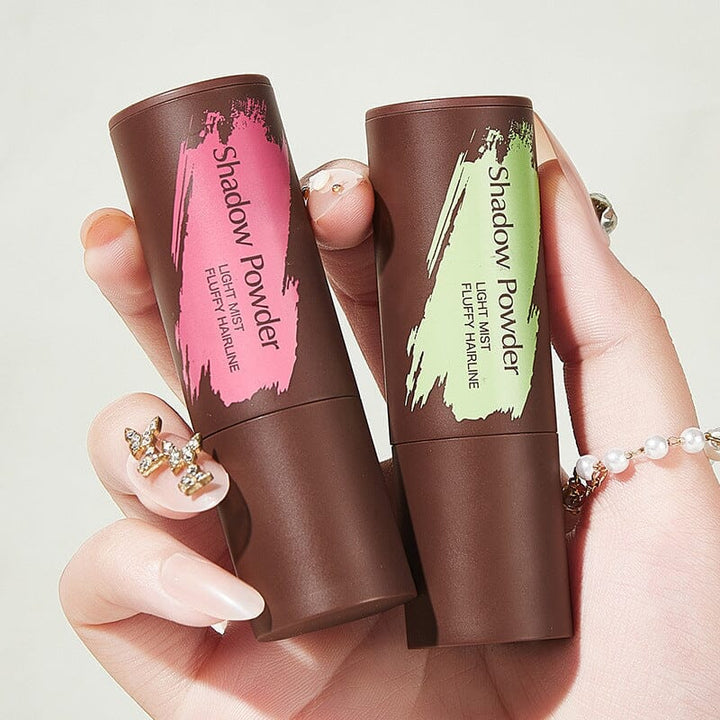 "Hårlinjekonturering skuggpulver, svart och brun, fylligt och naturligt resultat för volym och täckning, beauty product."