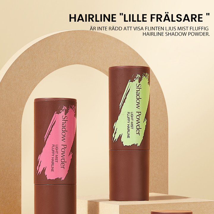 "Hårlinjekonturering skuggpulver, svart och brun, fylligt och naturligt resultat för volym och täckning, beauty product."