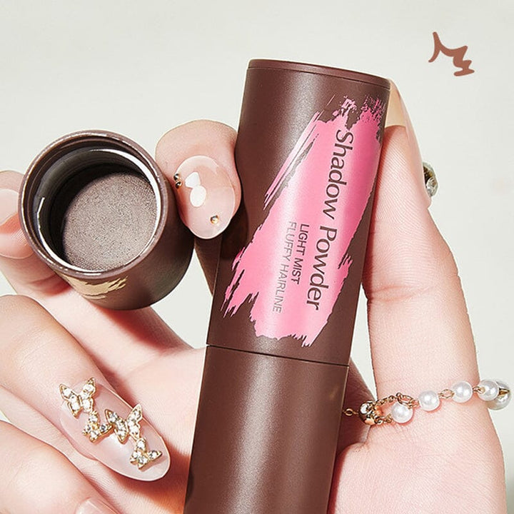 "Hårlinjekonturering skuggpulver, svart och brun, fylligt och naturligt resultat för volym och täckning, beauty product."