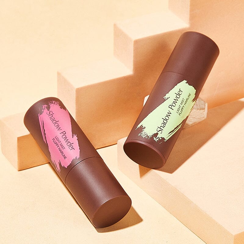 "Hårlinjekonturering skuggpulver, svart och brun, fylligt och naturligt resultat för volym och täckning, beauty product."