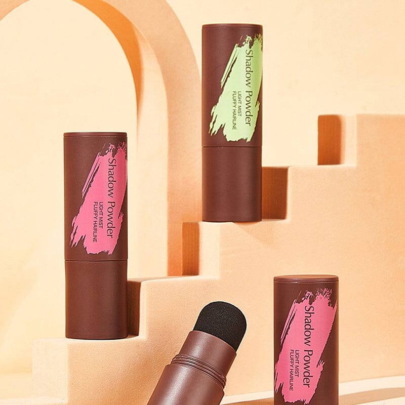 "Hårlinjekonturering skuggpulver, svart och brun, fylligt och naturligt resultat för volym och täckning, beauty product."