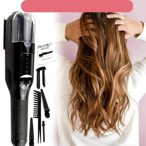 "Hårtrimmer för delade spetsar i plast och stål, ergonomisk design för glansigt och friskt hår"