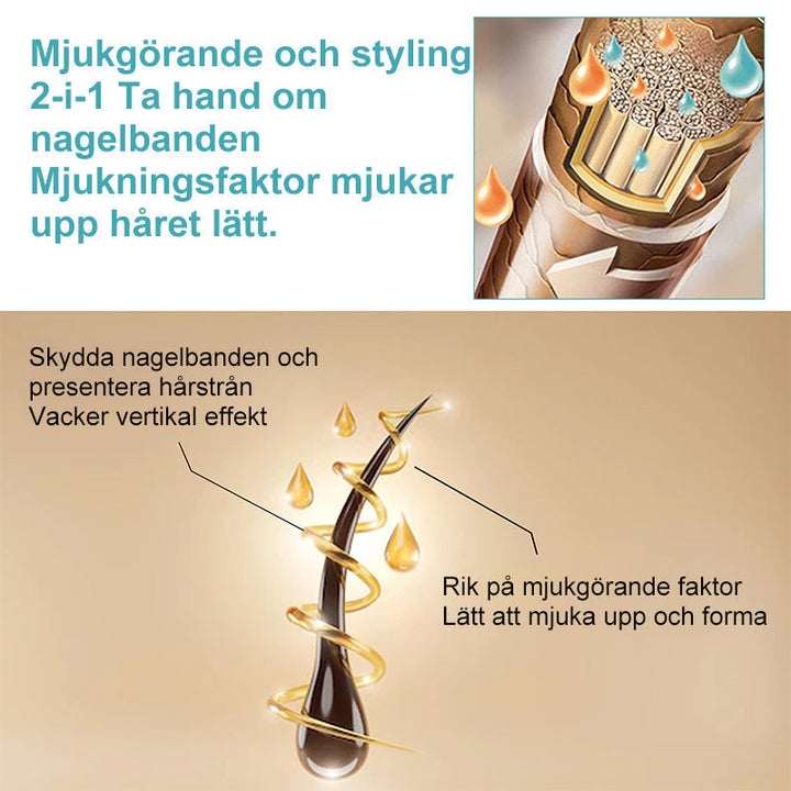 "Hårutslätningskräm ger mjukt, glänsande hår, reducerar frissighet och vårdar med naturliga ingredienser för silkeslent resul