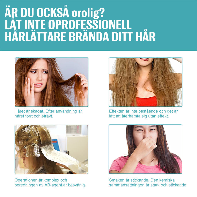 "Hårutslätningskräm ger mjukt, glänsande hår, reducerar frissighet och vårdar med naturliga ingredienser för silkeslent resul