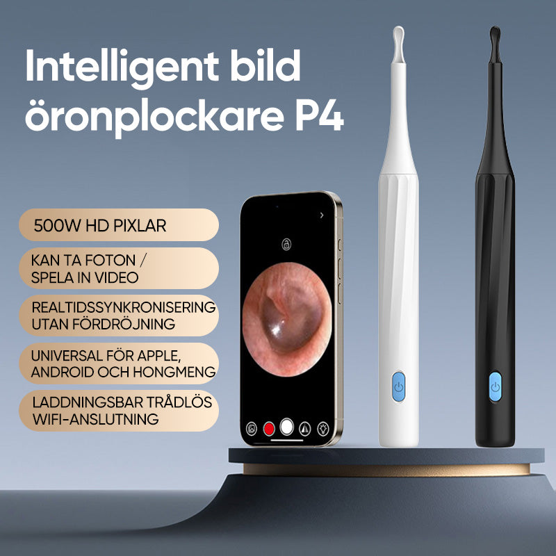 "HD-Kamera öronrengöringskit med LED-lampor för säker rengöring, ergonomisk design, högupplösta bilder i hörselgången."