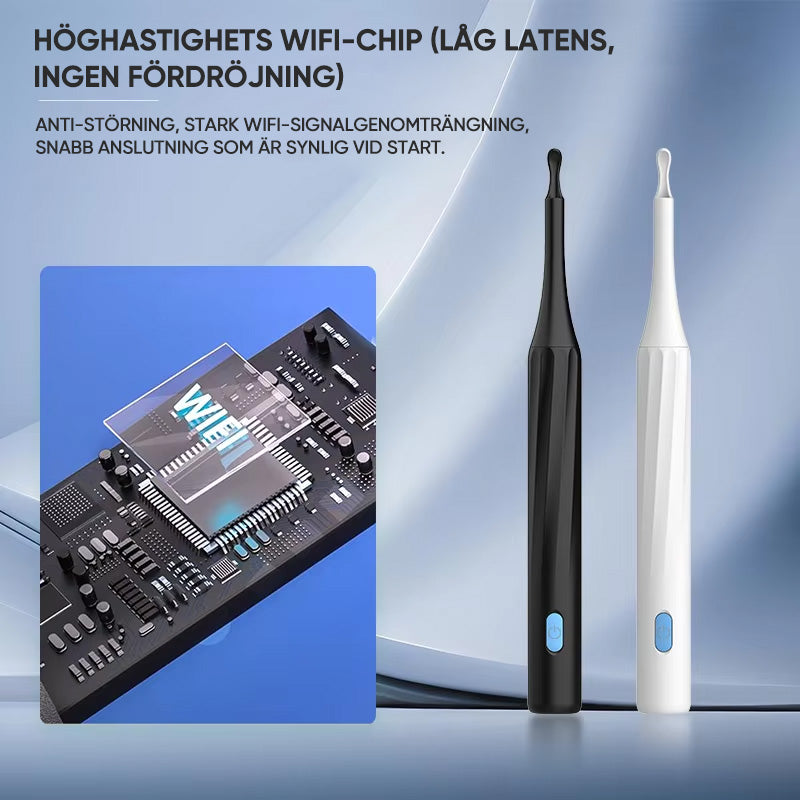 "HD-Kamera öronrengöringskit med LED-lampor för säker rengöring, ergonomisk design, högupplösta bilder i hörselgången."