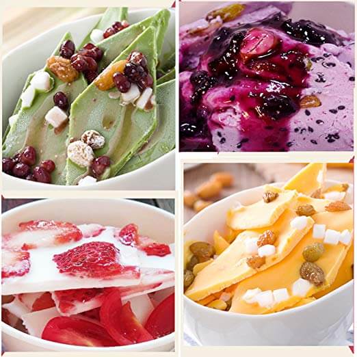 Glassmaskinplatta på köksbänk, redo för att göra snabb och enkel hemgjord glass.