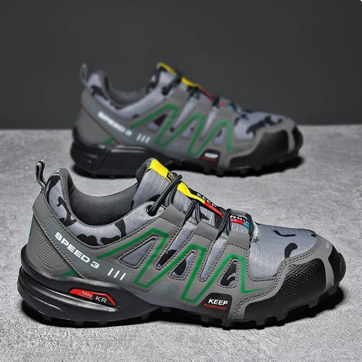 Överblick: Herrars svarta vattentåliga vandringsskor, komfort för långa turer.