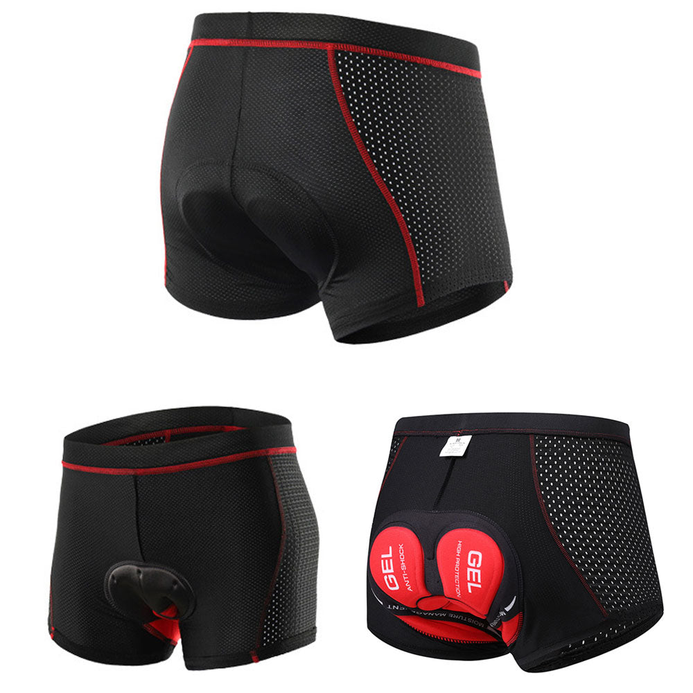 "Herrcykelshorts med andningsbart mesh och 5D gel pad för stötdämpning och komfort under cykelturer."