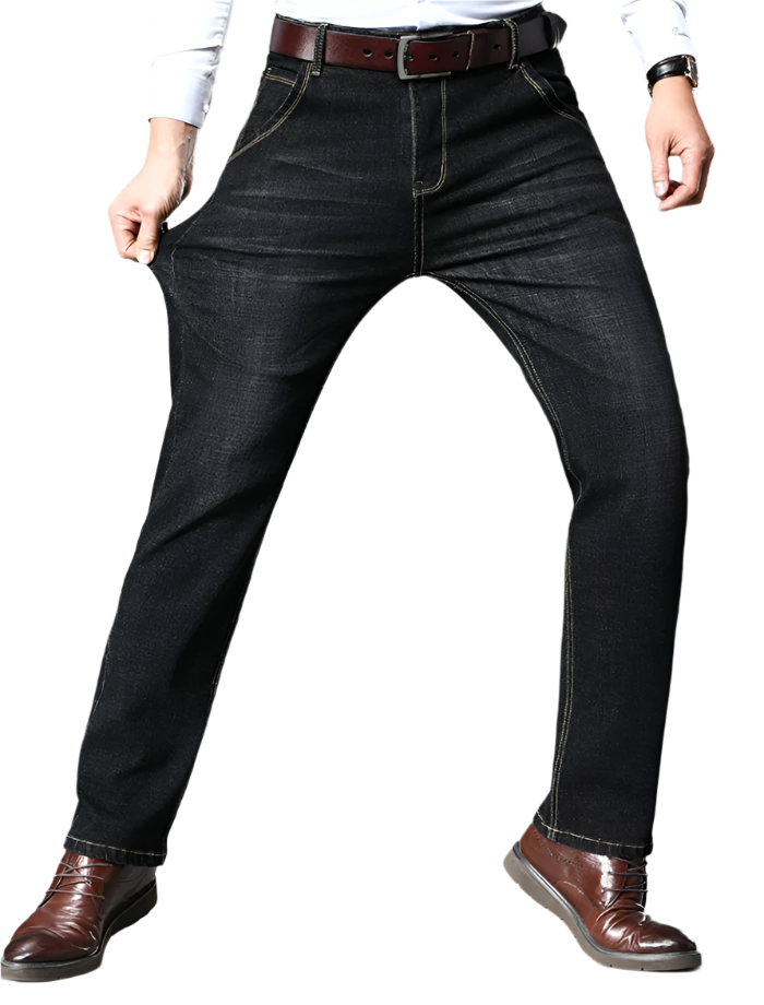 "Herrjeans med stretch och bomull, modern design, flera fickor, trendig passform, idealisk för både vardag och formella tillf