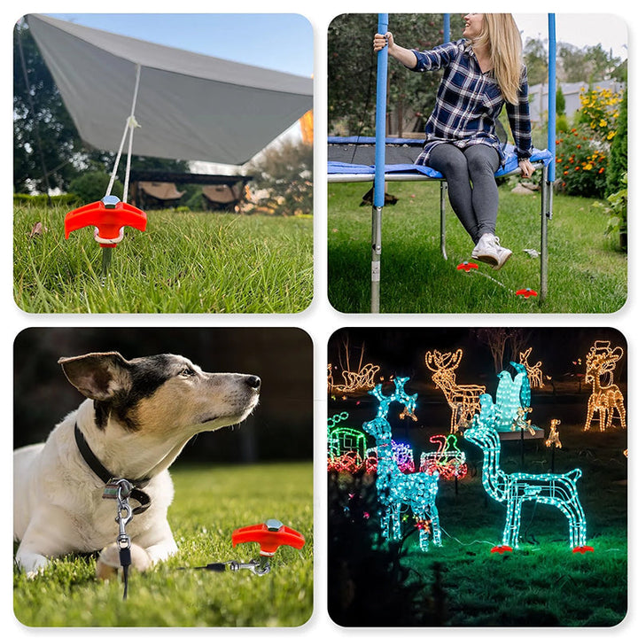 "Hexagonala fluorescerande tältpinnar i orange kolstål för camping, robusta med enkel installation och bra grepp."
