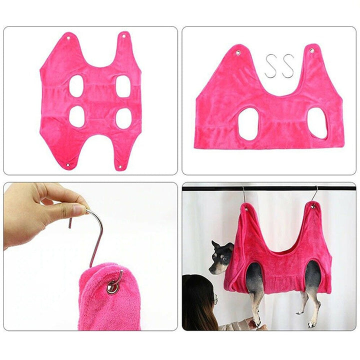 "Högkvalitativ flanell hängmatta för husdjur, säker och bekväm för hund- och kattklippning, blå färg, storlek M."