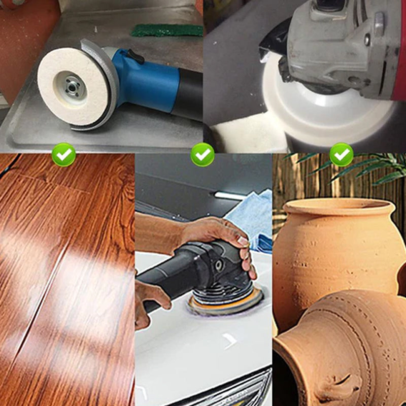 "Högkvalitativ ullpolerskiva för bilar och möbler, mjuk ullfiber, effektiv på metall och trä, slitstark och elastisk."